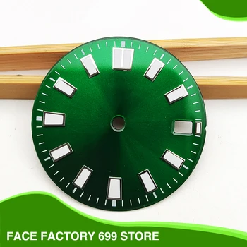 Зеленые часы с циферблатом 28,5 мм, стерильным циферблатом и рисунком солнца, которые идеально сочетаются с японским механизмом NH35