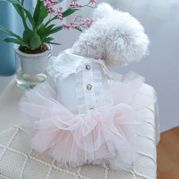 Весенне-летняя кружевная юбка-пачка для домашних животных, походное платье для собак, повседневная одежда для собак и кроликов M76D