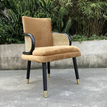 Скандинавское кресло из массива дерева, стулья для гостиной из ротанга, мебель для дома, Дизайнерский стул для столовой в отеле, стул для переговоров в модельной комнате
