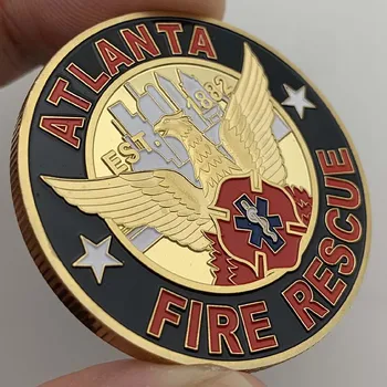 1882 Est США Atlanta Fire Rescue Patron Монета Вызова пожарных Saint Of Firefighters Honor Коллекционная Монета Коллекционный Сувенир