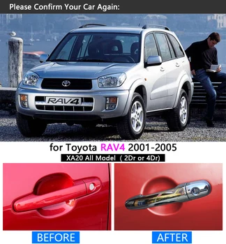 для Toyota RAV4 2001-2005 XA20 Хромированная ручка Комплект отделки 2002 2003 2004 RAV 4 Автомобильные аксессуары Наклейки для укладки автомобилей