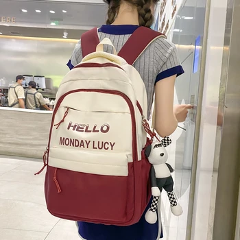 Модный Женский рюкзак с надписью, мужской, с несколькими карманами, Водонепроницаемый рюкзак для ноутбука, нейлоновые школьные сумки для студентов колледжа, Милая сумка для книг