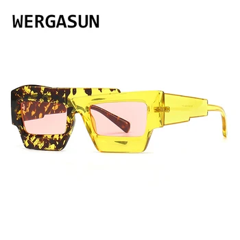 Винтажные женские солнцезащитные очки Квадратные Очки люксового бренда Ярких цветов Женские модные солнцезащитные очки с градиентом Женская тенденция