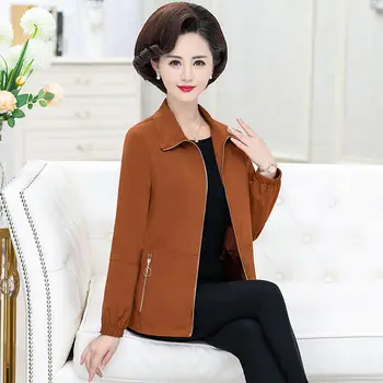 2021 Модная летняя женская однотонная куртка с длинным рукавом, базовая куртка для женщин среднего возраста, свободные короткие пальто, женская куртка W545