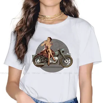 Женская одежда Pin Up Girl Motorcycle времен Второй мировой войны, футболка в корейском стиле, готический винтажный женский топ Оверсайз