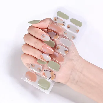 3D наклейки для ногтей, Весенние наклейки с клеем для ногтей, полоски для полуотвержденного гель-лака для ногтей, УФ / Светодиодная лампа, Необходимые обертывания для украшения ногтей