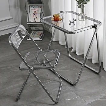 Скандинавский Дизайнерский Прозрачный складной стул Домашний удобный стул со спинкой Интернет милые предметы интерьера салона