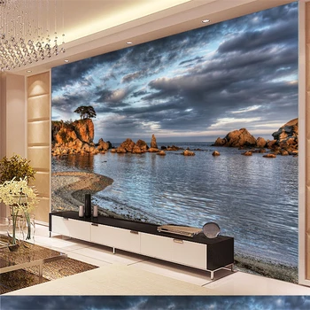 бейбехан Темные облака прибрежных фресок большой пользовательский фон спальня гостиная диван 3d пейзаж обои