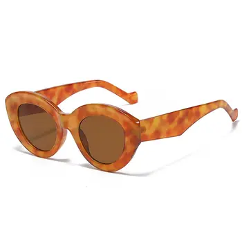 Негабаритные солнцезащитные очки в толстой оправе, милые овальные солнцезащитные очки ретро-оттенков, солнцезащитные очки 