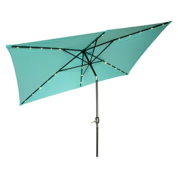 Прямоугольный зонт для патио со светодиодной подсветкой на солнечных батареях - 10 x 6,5 дюймов - От торговой марки Innovations (Teal) мебель для патио