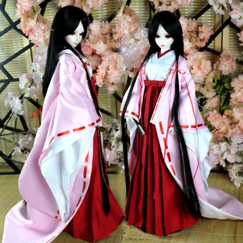 Нежная кукольная одежда BJD 1/4 1/3 розового плотного атласного японского кимоно DD MSD popo68 дядя улучшил платье ведьмы Аксессуары для кукол