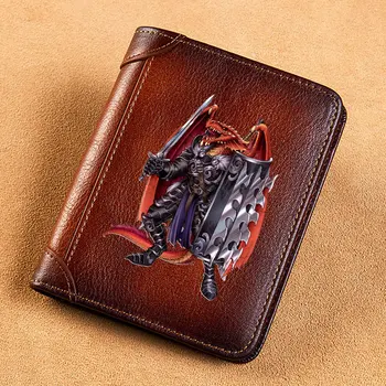 Крутой дизайн Dragon Soldier, мужские кошельки из натуральной кожи, Короткий держатель для карт, мужской кошелек Trifold