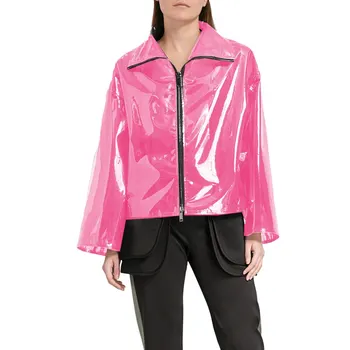 Мужская женская куртка из фетра в стиле панк, прозрачная рубашка из ПВХ, пальто с длинным рукавом, топы, прозрачные шикарные куртки для частных вечеринок