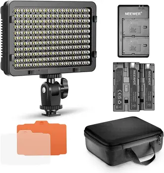 Комплект освещения Neewer Dimmable 176 LED Panel Video Light с корпусом и литий-ионными Батарейками для цифровых Зеркальных камер Canon, Nikon, Pentax, Sony