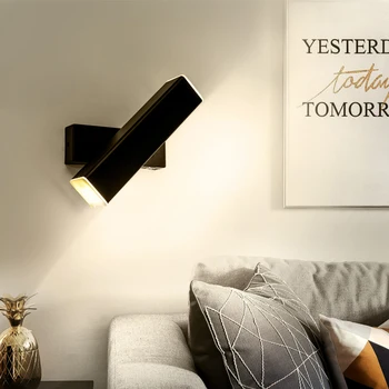 Современный светодиодный настенный светильник креативный прикроватный бра для спальни Может поворачивать настенные светильники для гостиной Черный
