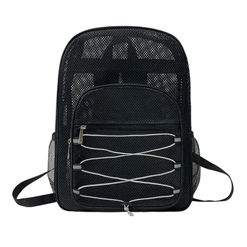 Новые модные женские полупрозрачные рюкзаки, Сетчатый рюкзак для мальчиков и девочек, легкий рюкзак для путешествий, Черная студенческая сумка