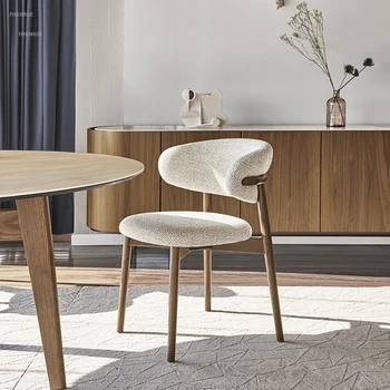 Обеденные стулья Nordic Light класса люкс из массива дерева, современные стулья со спинками для домашней мебели для столовой, Дизайнерский тканевый обеденный стул