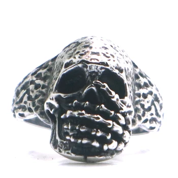 Унисекс из нержавеющей стали 316L, крутое готическое кольцо с черепом в стиле панк