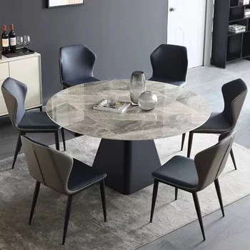 Серый шифер Простой Обеденный стол для маленькой квартиры Домашний Квадратный поворотный стол Дизайнерский Ресторанный стол Ясли Мебель для дома WK