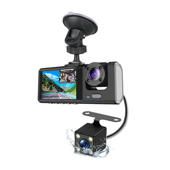 Видеорегистратор Спереди и Сзади Внутри 3 Камеры HD1080P + 720P + 480p Автомобильное Зеркало заднего Вида Автомобильная Видеокамера Ночного Видения