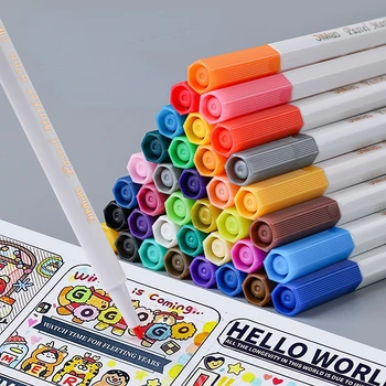 Набор акварельных фломастеров 12/24/36 цветов для детского рисования граффити, специальная моющаяся шестиугольная тонкая карандашная палочка, кисточка-крючок