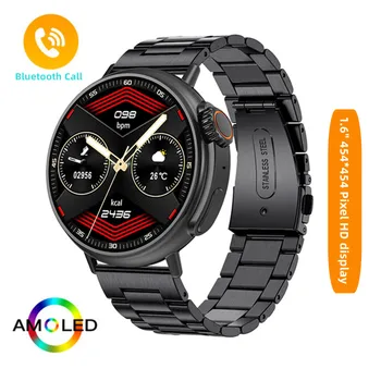 Мужские смарт-часы с экраном AMOLED 1,6-дюймовый Сенсорный вызов Bluetooth Женский Спортивный Фитнес-браслет Водонепроницаемый Пульсоксиметрический монитор