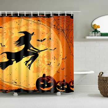 Занавеска для ванной комнаты Оранжево-черный кровавый дизайн, домашние занавески для ванной на Хэллоуин, декоративная занавеска для душа в душевой, многоразмерная