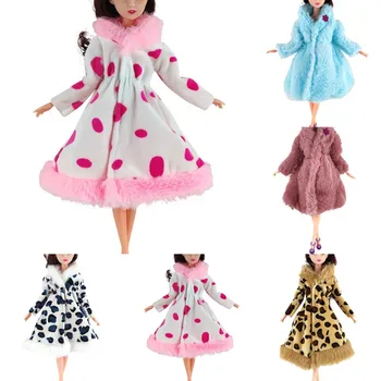 Мягкое пальто из искусственного меха с длинным рукавом, одежда для мини-кукол, меховое плюшевое пальто для кукол длиной 30 см, аксессуары для кукол, зимние игрушки для девочек, куклы Барби