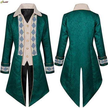 Мужская средневековая куртка в стиле стимпанк, костюм пирата для косплея викторианского дворянина, платье эпохи Возрождения, готический фрак для косплея, костюмы для косплея