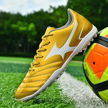 Горячая Распродажа мужской футбольной обуви, Модные Золотые футбольные бутсы для помещений, Подростковая Детская Футбольная обувь для мужчин chuteira de campo