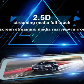 Видеорегистратор для вождения автомобиля с двойной записью 1080P, 10-дюймовый автомобильный видеорегистратор ночного видения заднего вида с полным сенсорным экраном, видеорегистратор с TF-картой