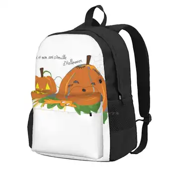 Мультяшный рюкзак с изображением арфы в виде тыквы на Хэллоуин для студенческого школьного ноутбука, дорожная сумка, Хэллоуин, тыквенные котики, забавный тюлень с арфой