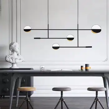 Линейная люстра в стиле постмодерн, черная скандинавская люстра для ресторана, минималистичная люстра для кофейни, железный художественный блеск