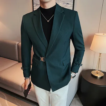 Британский Мужской осенний модный пиджак/ Высококачественный деловой смокинг/Мужской деловой офисный костюм, пальто / Мужская повседневная блуза 3XL