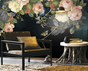 Пользовательские обои винтажная картина маслом цветок розы диван фон для телевизора обои украшение дома фрески 3D обои
