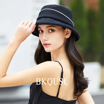 Новые элегантные женские рыбацкие шляпы черного белого цвета Модная женская панама для женщин Женские дышащие летние солнцезащитные шляпы с козырьком