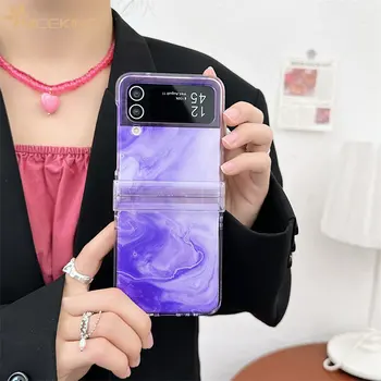 Фиолетовые Красочные Чехлы для телефонов 3 В 1 Samsung Galaxy Z Flip 4 3 5G Роскошный Жесткий Пластиковый Чехол Samsung Z Flip4 Flip3