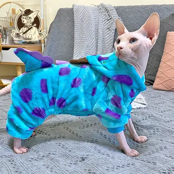 Одежда для безволосых кошек Осень-зима, одежда для четвероногих кошек из толстого флиса, одежда для сфинксов, свитер для кошек, аксессуары для кошек