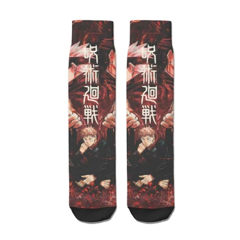 Прямые носки Yuji Itadori Jujutsu Kaisen Мужские И женские Зимние Чулки из полиэстера в стиле хип-хоп