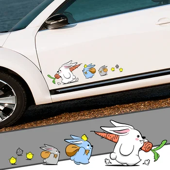 Наклейка с милым кроликом для укладки животных в автомобиле, Забавный декор в виде кролика, наклейки на бампер кузова мотоцикла, мультяшные наклейки для украшения