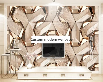 beibehang Индивидуальные новые современные трехмерные абстрактные геометрические золотые металлические обои с рисунком для гостиной из папье-маше