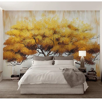обои wellyu обои papel parede на заказ дерево теплый желтый ручная роспись маслом фон дерева фотообои на стену
