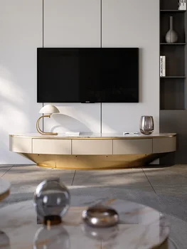 Шкаф для телевизора из массива дерева Light luxury rock board, современный минималистичный дизайнер, новый напольный шкаф для хранения 2023 года выпуска