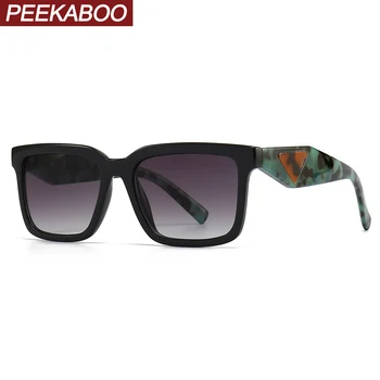 Солнцезащитные очки Peekaboo в квадратной оправе для женщин, модные мужские солнцезащитные очки uv400, женские очки унисекс с черным рисунком, коричневые очки 2023 для мужчин