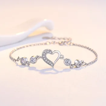 2023 Ювелирные изделия Любовь Женский браслет в форме сердца Корейский браслет в форме сердца из стерлингового серебра Модные украшения
