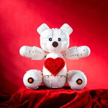 Креативные строительные блоки White LOVE Bear, Романтическая мультяшная 3D сборочная модель, Коллекция кирпичных фигурок, игрушки для подарка подруге