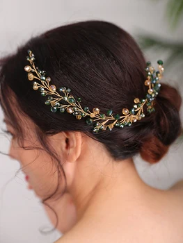 Свадебные головные уборы, диадемы, свадебная расческа для волос в богемном стиле, зеленый головной убор, украшения для головы невесты ручной работы, хрустальные повязки на голову для женщин