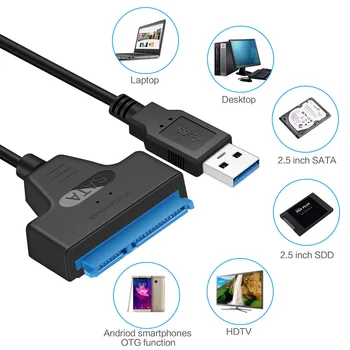 Кабель-адаптер SATA USB 3.0 со скоростью до 6 Гбит /с, Компьютерные кабели-удлинители, Разъемы, Поддержка 2,5-дюймового внешнего SSD Hdd Жесткого диска USB