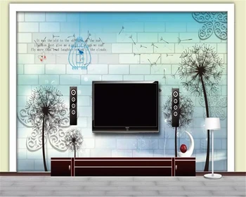beibehang Papier peint mural 3d гладкие минималистичные обои с цветами одуванчика, гостиная, ТВ-фон, обои для детской комнаты