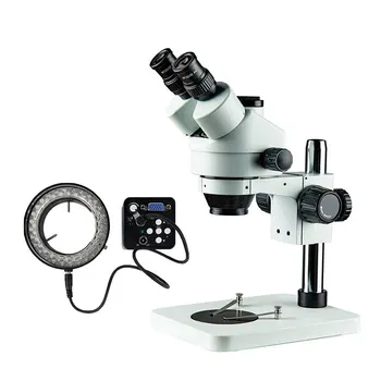 Высококачественная 7X-45X V2.0 20-мегапиксельная камера со светодиодной кольцевой подсветкой, усовершенствованный измерительный тринокулярный стереофонический цифровой микроскоп